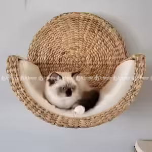 Handmade Wall-Mounted Water Hyacinth Cat House