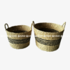 Black Striped Seagrass Basket
