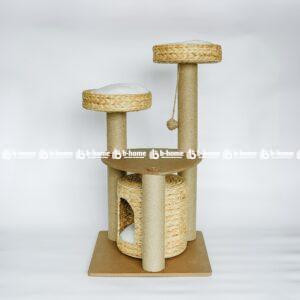 Handmade 3-tier cat tree made of water hyacinth